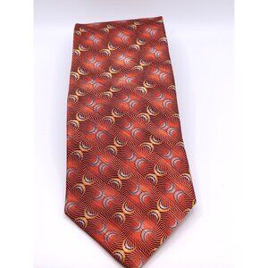Zanzara Mens Silk Orange & Yellow Patterned Necktie